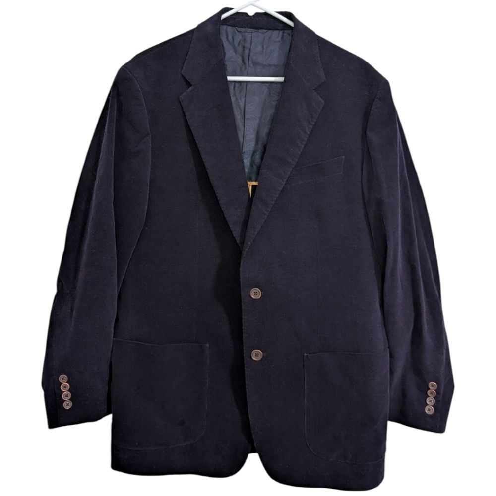 Robert Talbott Carmel Navy Pinwale Corduroy Two Button Sport Coat Blazer Mens XL